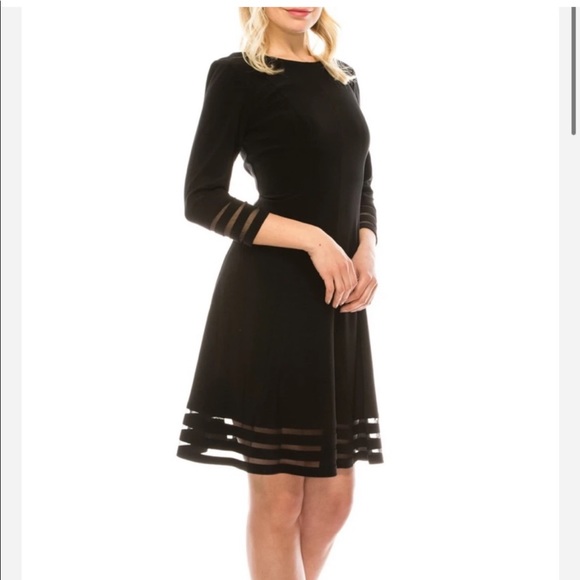 Jessica Howard Mesh Trim Black Dress 16W - Picture 2 of 11